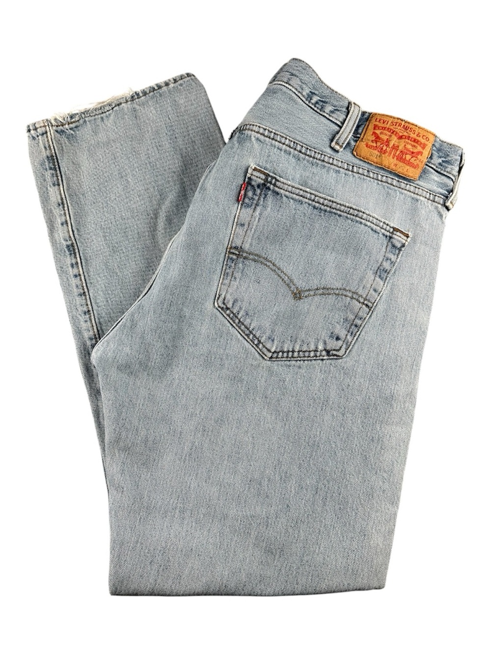 Vintage Distressed Men’s LEVI’S 501 Faded Y2K Blue Jeans Cotton Button Fly 42x32